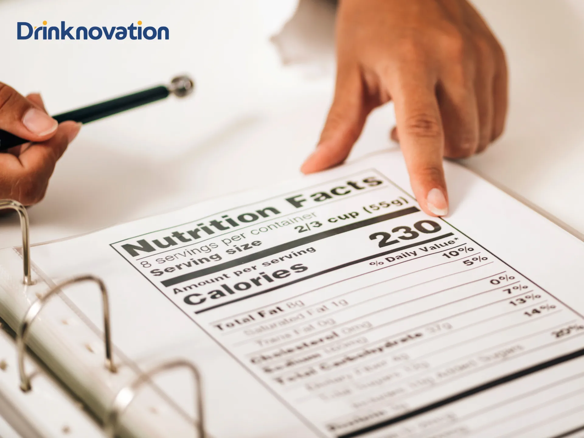 Contoh label informasi nilai gizi (Nutrition Facts) untuk produk minuman