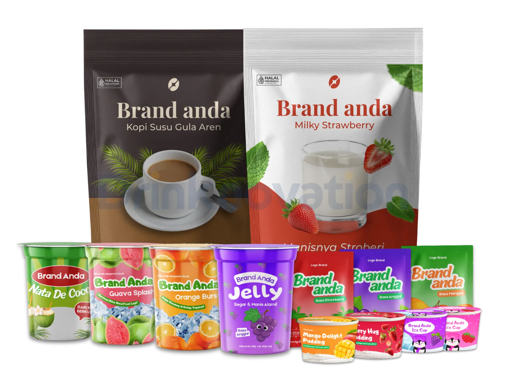 Berbagai jenis produk minuman maklon dari Drinknovation